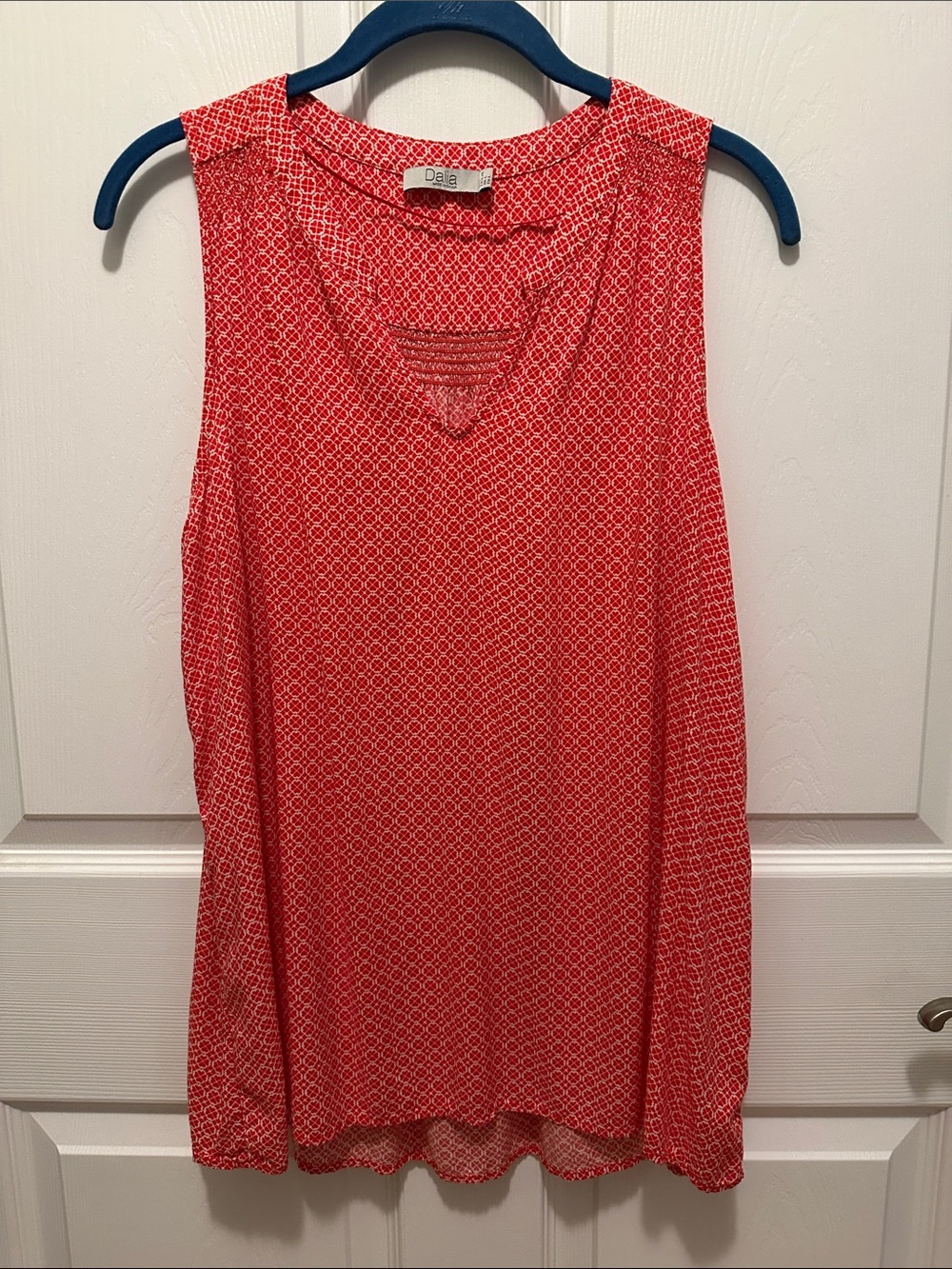 Dalia Coral-Red Patterned Sleeveless Camisole